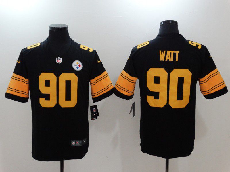 Men Pittsburgh Steelers 90 Watt Black Yellow Nike Vapor Untouchable Limited NFL Jerseys